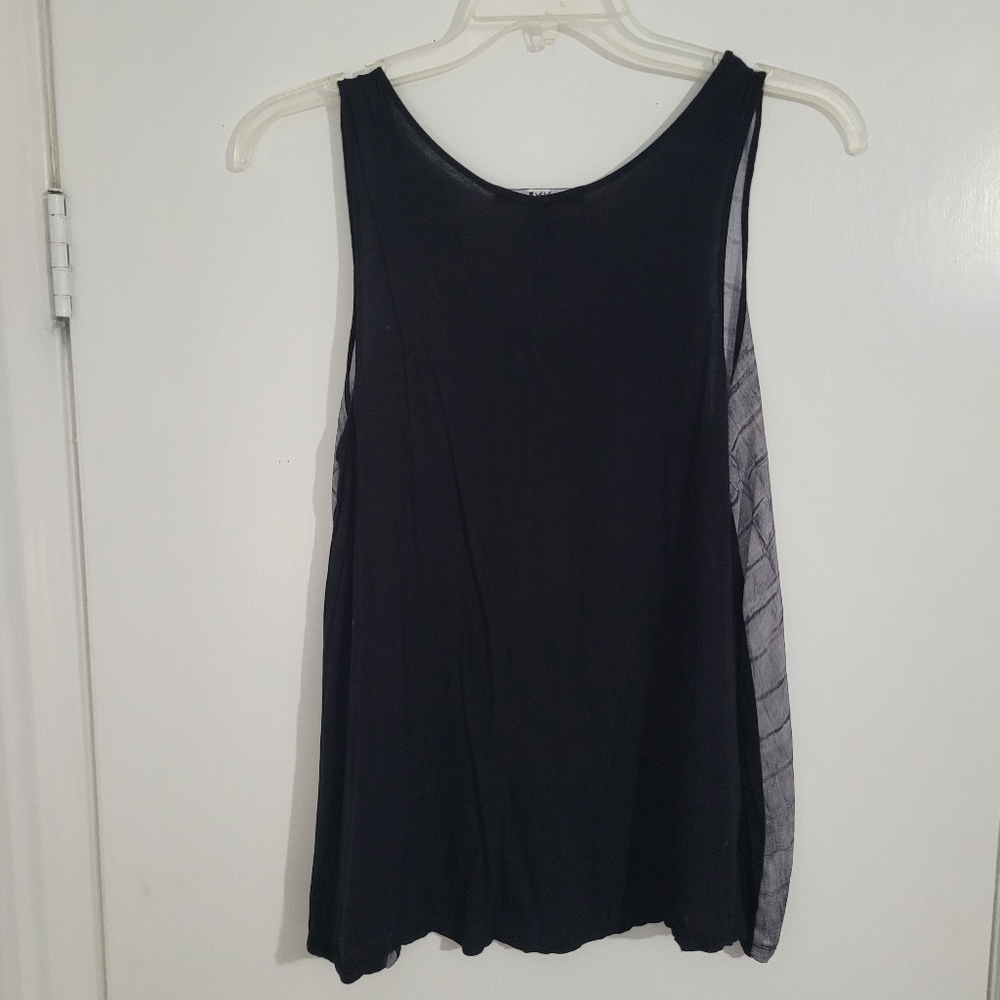 XXI Women's Top Blouse Sleeveless Size LG Black & Gray High/Low Style - Picture 3 of 8